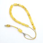 Yellow matt, Baltic Amber and 925 Silver Kompoloi
