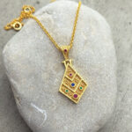 Byzantine Pendant made of Gold Plated Silver 925 and zircon