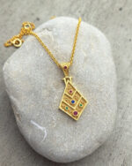 Byzantine Pendant made of Gold Plated Silver 925 and zircon