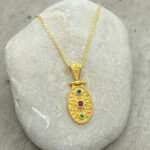 Byzantine pendant made of gold-plated silver 925 and zircon