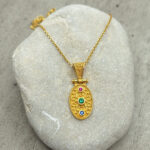 Byzantine pendant made of gold-plated silver 925 and zircon