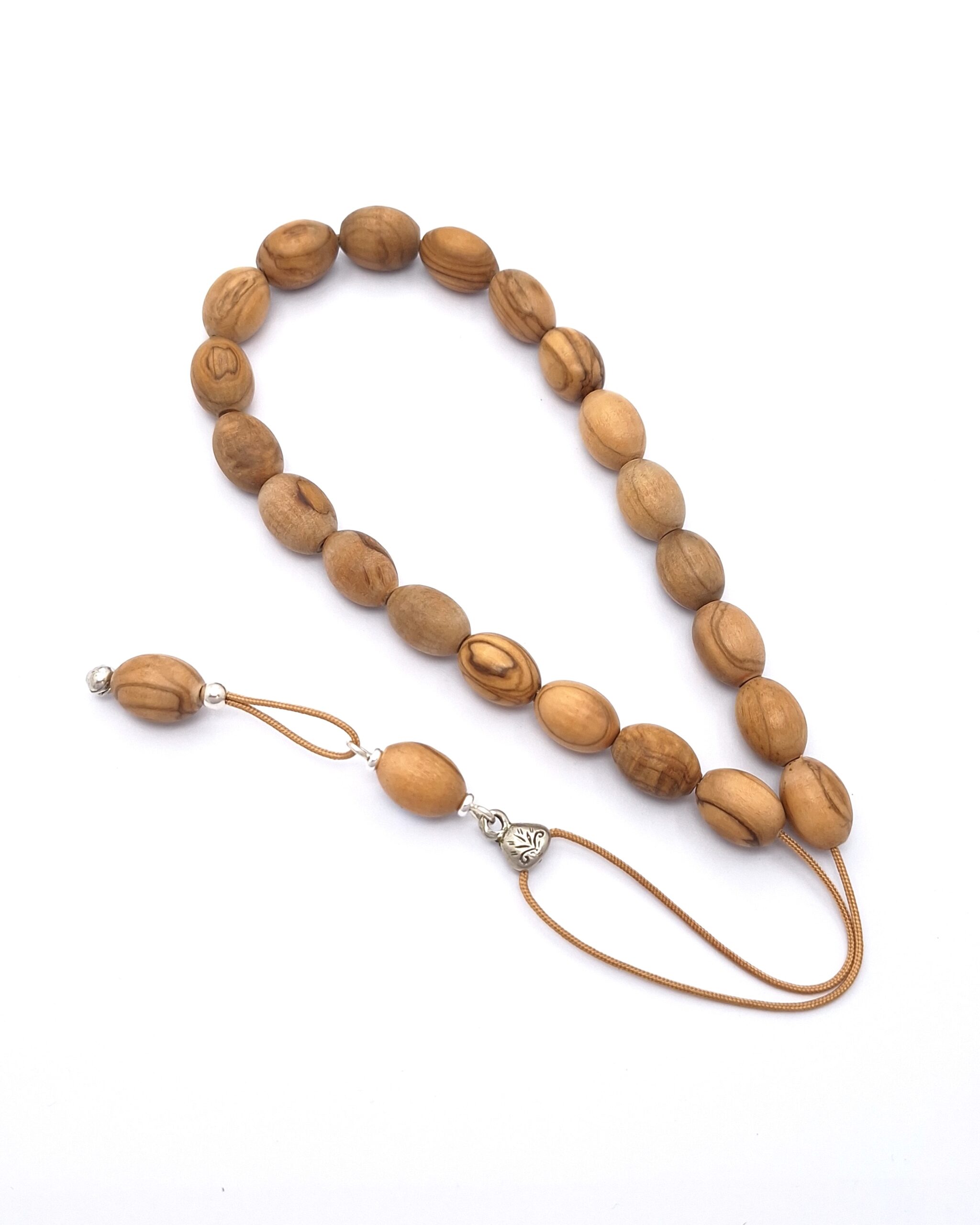 Olive wood kompoloi with 925 silver fittings Olive wood kompoloi with 925 silver fittings