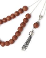 Brown Goldstone kompoloi with 925 Silver accessories Brown Goldstone kompoloi with 925 Silver accessories