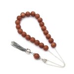 Brown Goldstone kompoloi with 925 Silver accessories