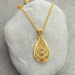 Byzantine pendant made of gold-plated silver 925 and zircon