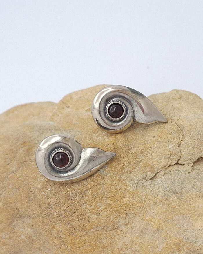 925 Silver Studded Earrings with Garnets