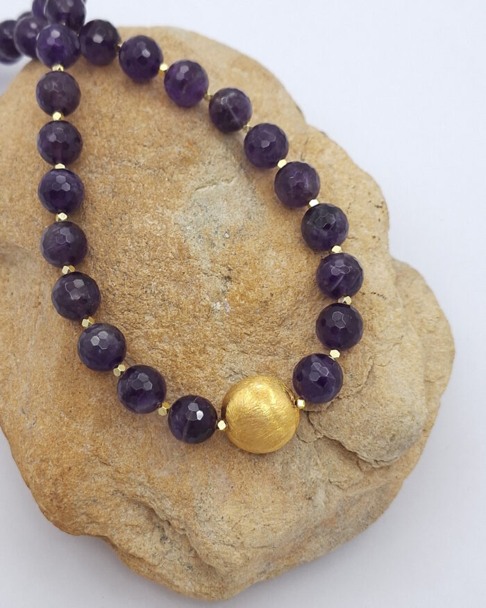 Amethyst Necklace with Gold-Plated Silver