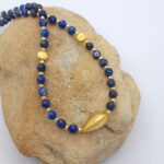 Multicolor Jade Necklace with Gold Plated Silver