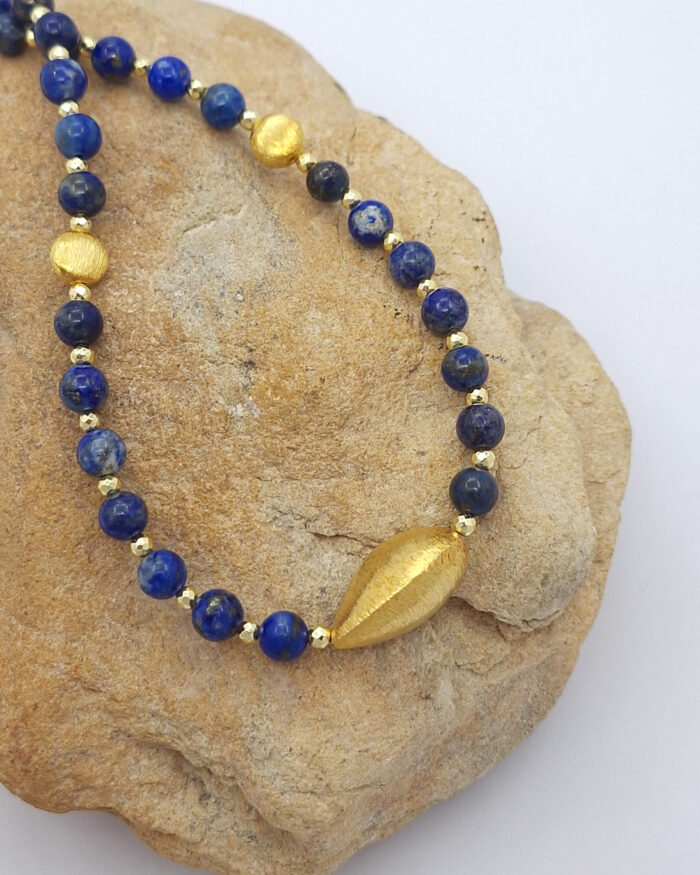 Lapis Lazuli Necklace with Gold Plated Silver
