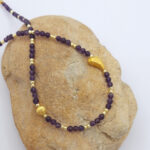 Rose Jade and Gold Plated Silver 925 Necklace