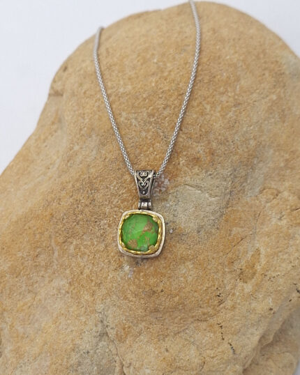 Βυζαντινό Μενταγιόν με Copper Turquoise και ασήμι 925