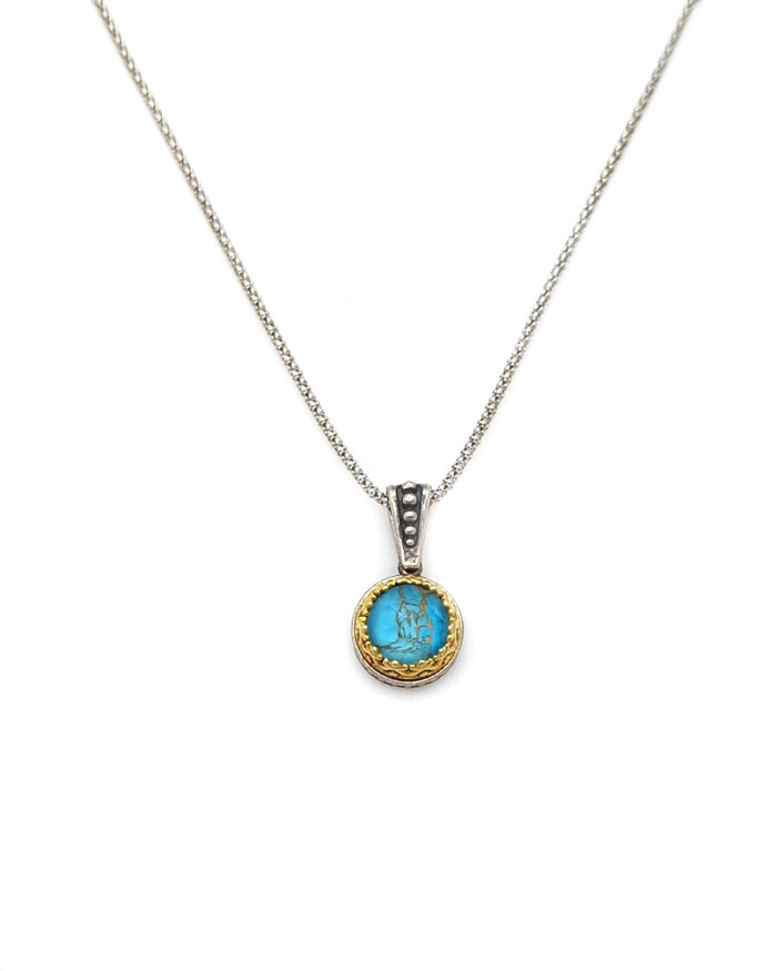 Byzantine pendant with Cooper Turquoise and silver 925