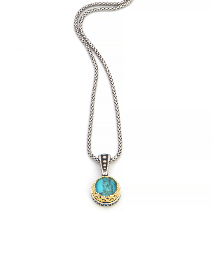 Byzantine pendant with Cooper Turquoise and silver 925