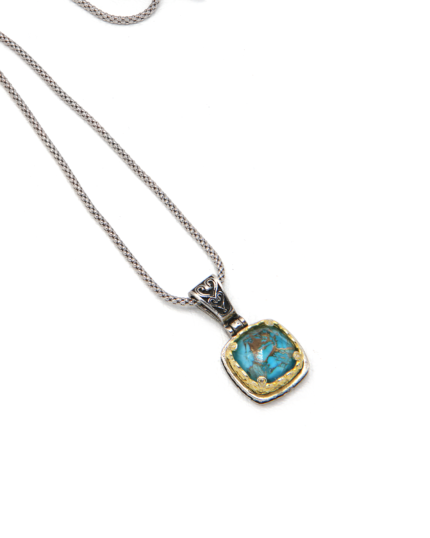 Βυζαντινό Μενταγιόν με Copper Turquoise και ασήμι 925