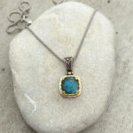 Byzantine pendant of 925 silver with Apatite