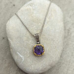 Byzantine pendant of 925 silver with Amethyst