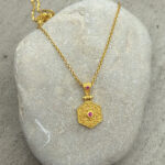 Byzantine pendant made of gold-plated silver 925 and zircon