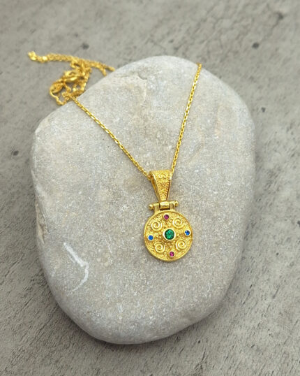 Byzantine pendant made of gold-plated silver 925 and zircon