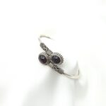 Handmade Handcuff Bracelet of sterling silver with Garnet