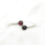Handmade Handcuff Bracelet of sterling silver with Garnet