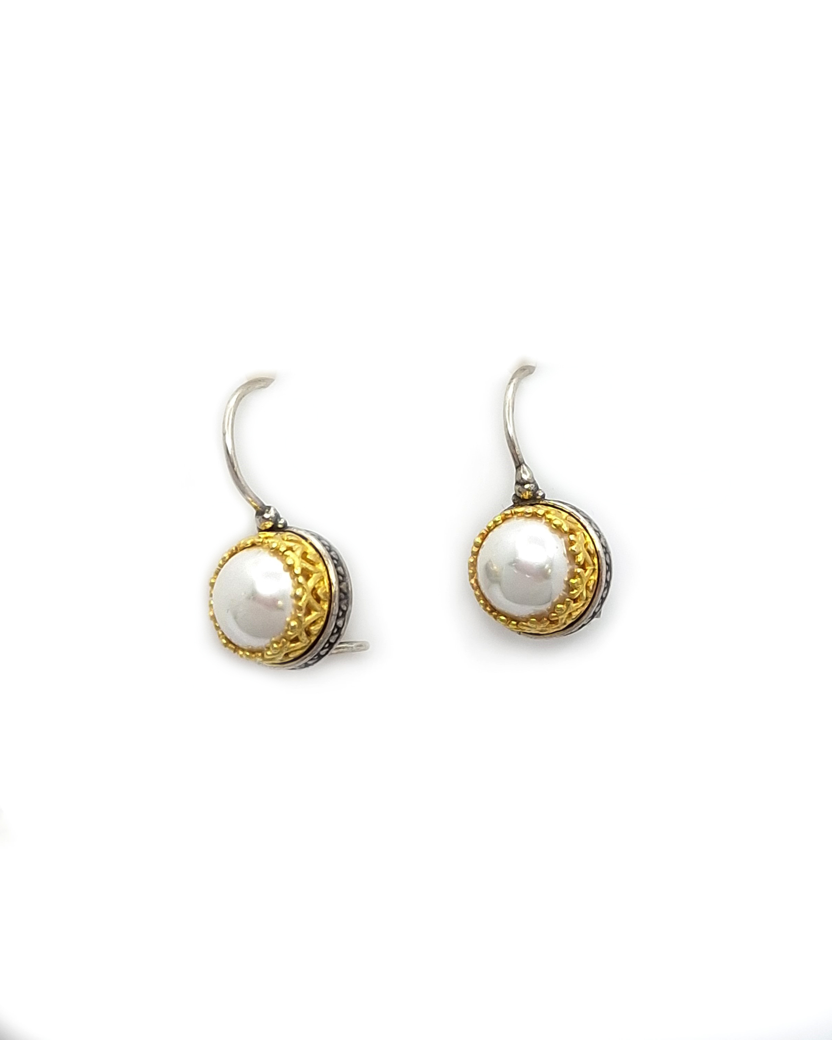 Byzantine earrings with pearl and silver 925 Byzantine earrings with pearl and silver 925