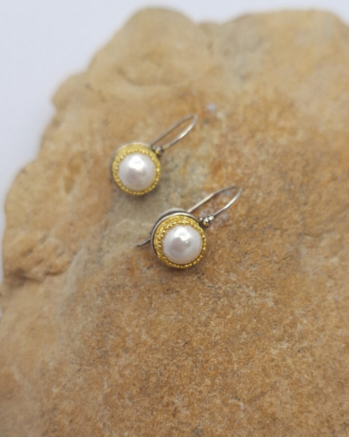 Byzantine earrings with pearl and silver 925