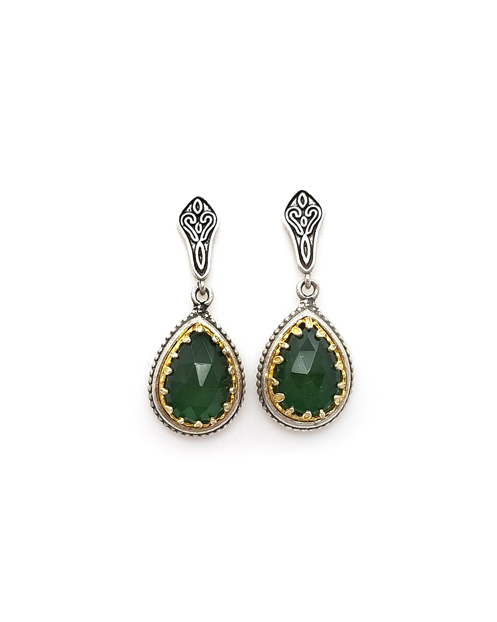 Byzantine Earrings with Zircon and 925 Silver with gold-plated elements Byzantine Earrings with Zircon and 925 Silver with gold-plated elements