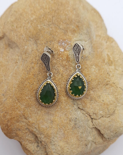 Byzantine Earrings with Zircon and 925 Silver with gold-plated elements