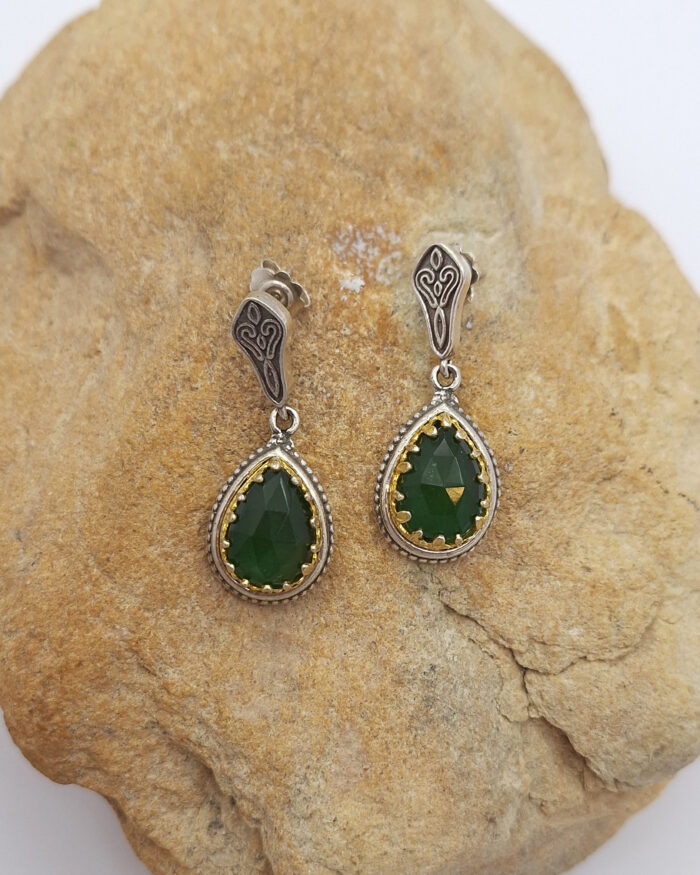 Byzantine Earrings with Zircon and 925 Silver with gold-plated elements