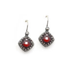 Byzantine Earrings with Red Zircon and 925 Silver
