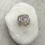 Handmade Silver Amethyst Ring, in Wedding Ring shape
