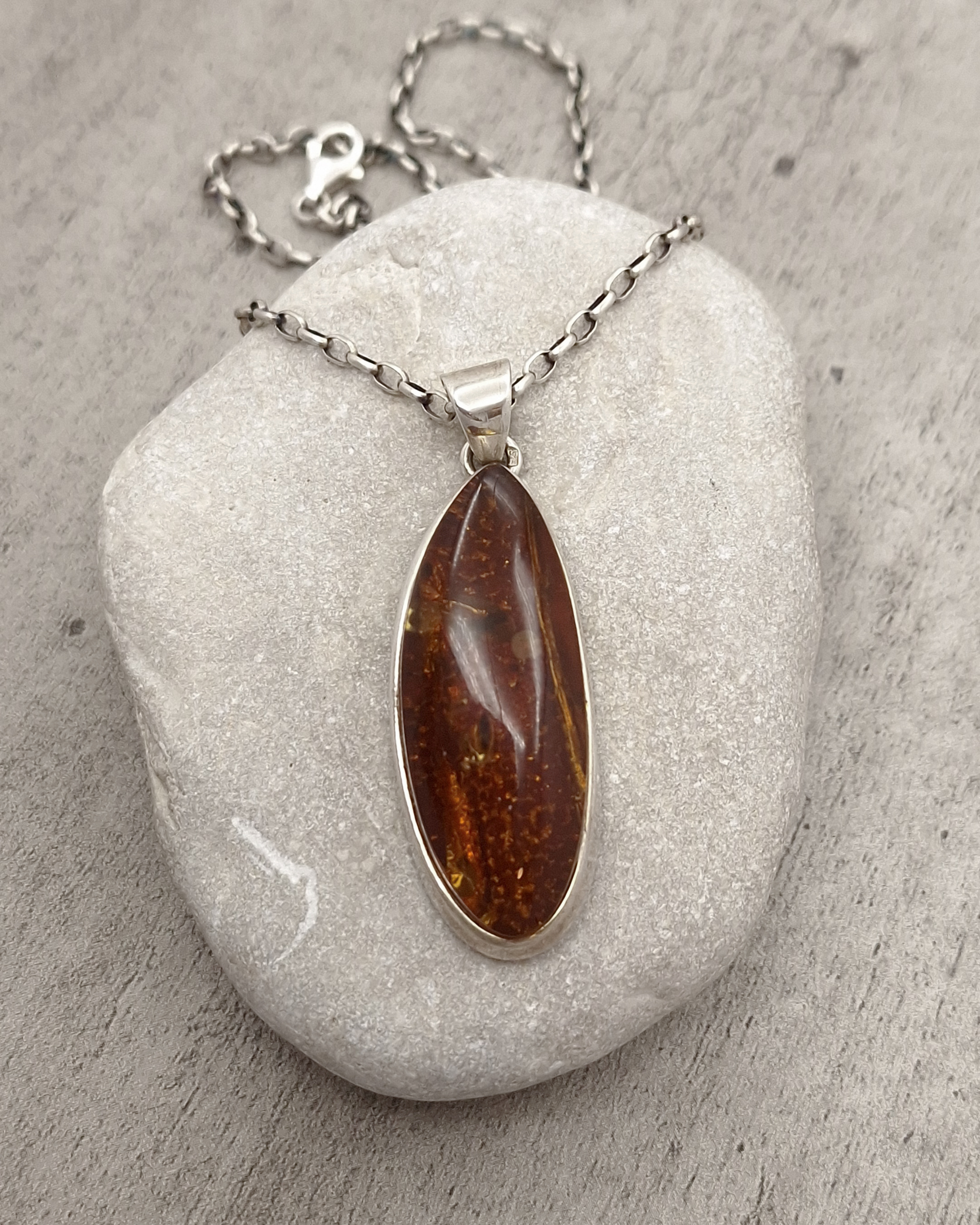 Handmade Baltic Amber Pendant in cognac color with inclusions Handmade Baltic Amber Pendant in cognac color with inclusions