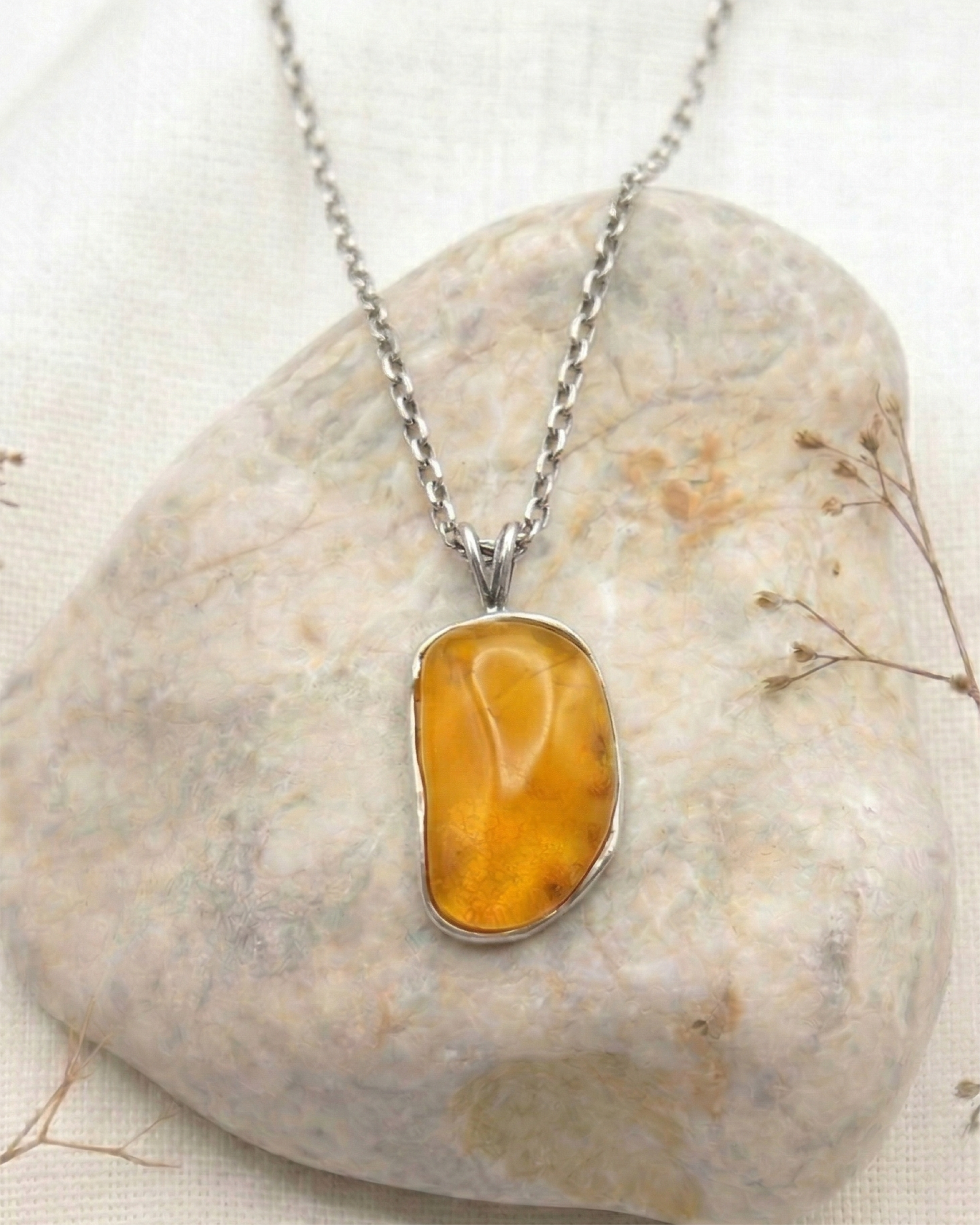 Handmade Baltic Yellow matt Amber Pendant Handmade Baltic Yellow matt Amber Pendant