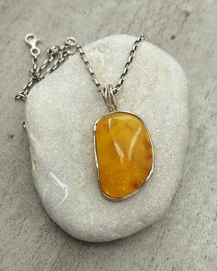 Handmade Baltic Yellow matt Amber Pendant
