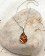 Handmade Baltic Amber Pendant in cognac color with inclusions Handmade Baltic Amber Pendant in cognac color with inclusions