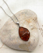 Handmade Baltic Amber Pendant in cognac color with inclusions Handmade Baltic Amber Pendant in cognac color with inclusions