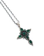 Handmade Silver Cross with Green Agate Handmade Silver Cross with Green Agate