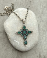 Handmade Silver Cross with Green Agate Handmade Silver Cross with Green Agate