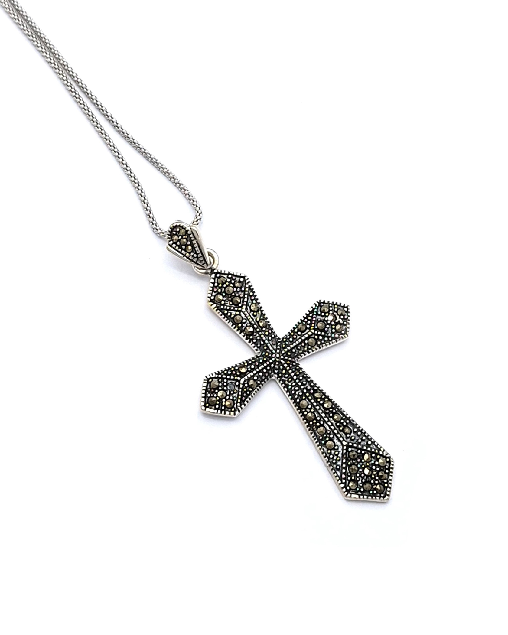 Handmade Silver Cross with Marcasites Handmade Silver Cross with Marcasites