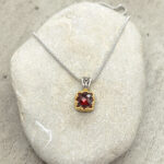 Byzantine pendant of 925 silver with Garnet