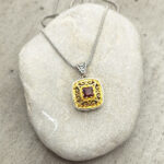 Byzantine pendant of 925 silver with Garnet