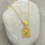 Byzantine pendant made of gold-plated silver 925 and zircon
