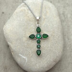 Handmade Silver Cross with Emeralds