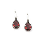 Byzantine Earrings with Red Zircon and 925 Silver