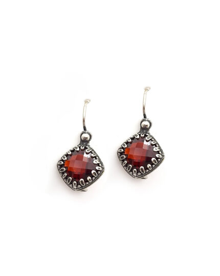 Byzantine Earrings with Red Zircon and 925 Silver