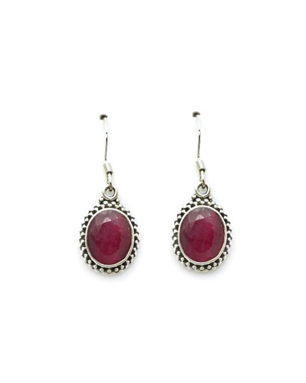 Handmade Silver Earrings with Rubies