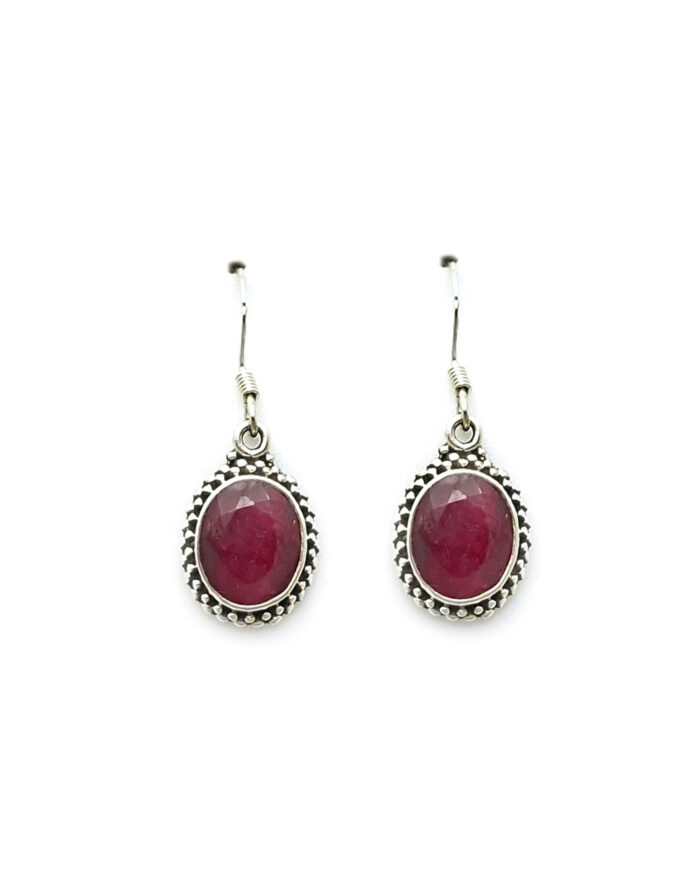 Handmade Silver Earrings with Rubies