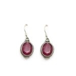 Handmade Silver Earrings with Rubies