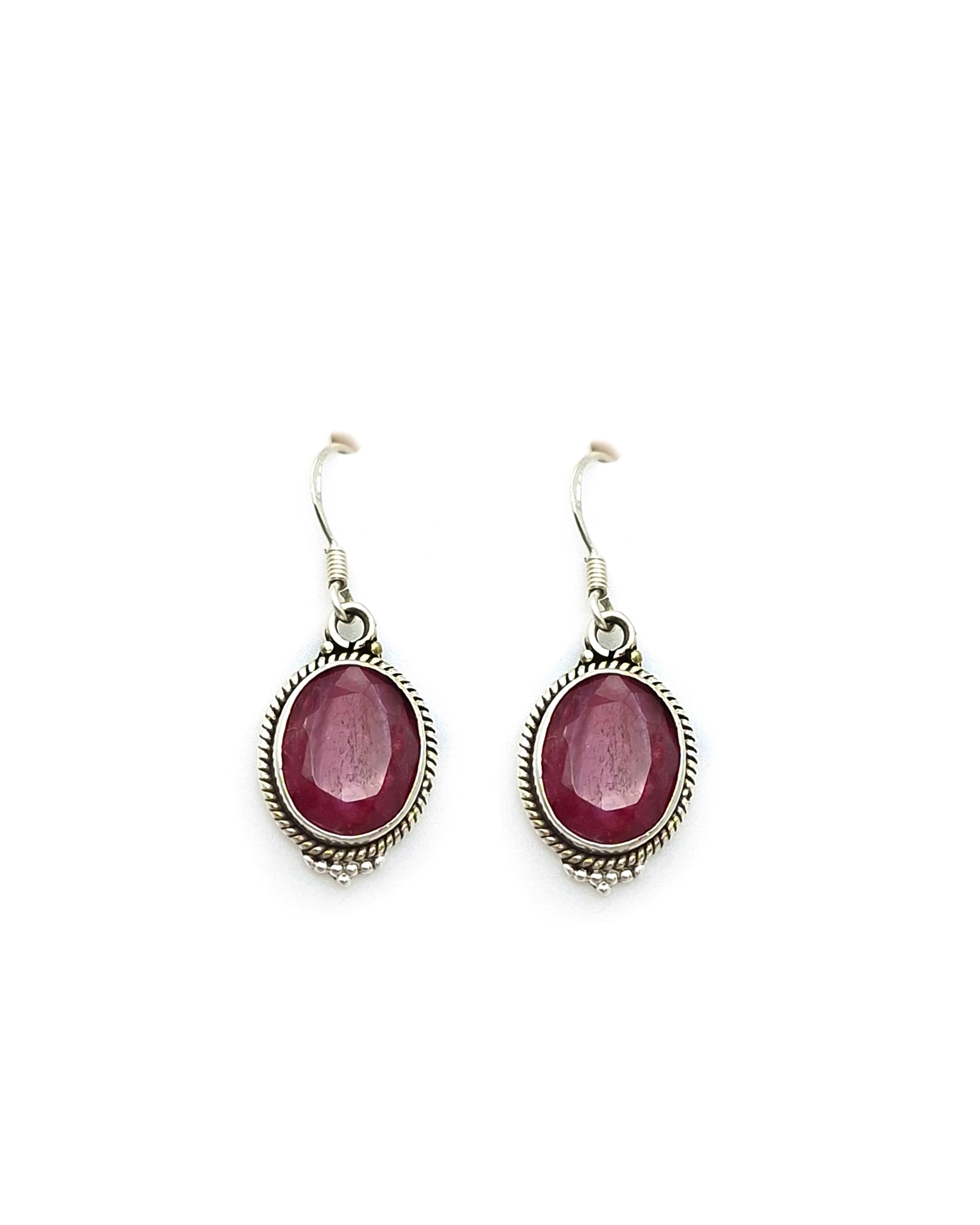 Handmade Silver Earrings with Rubies Handmade Silver Earrings with Rubies