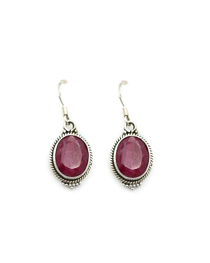Handmade Silver Earrings with Rubies